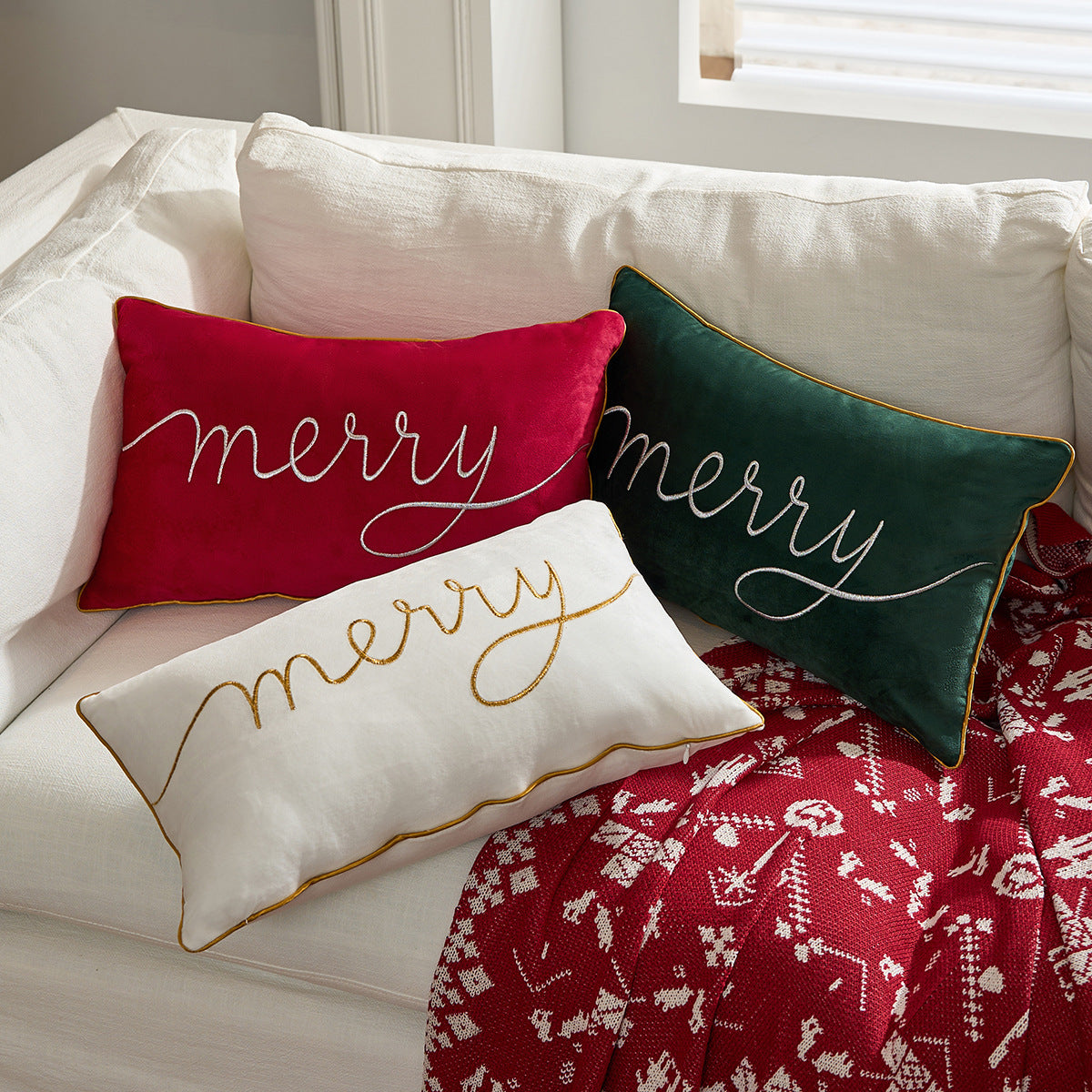 Christmas Pillow Cover Holiday Decorative Back Cushion Cover Living Room