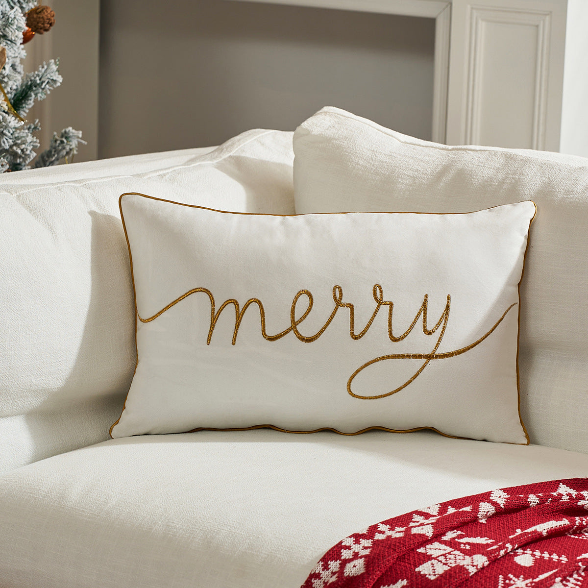 Christmas Pillow Cover Holiday Decorative Back Cushion Cover Living Room