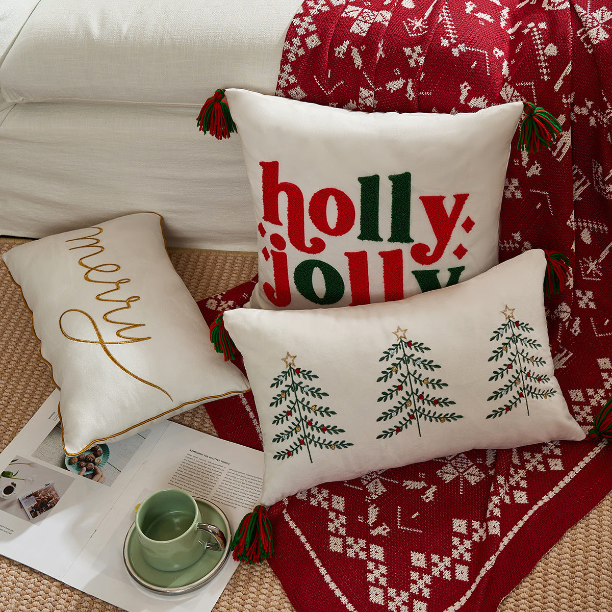 Christmas Pillow Cover Holiday Decorative Back Cushion Cover Living Room