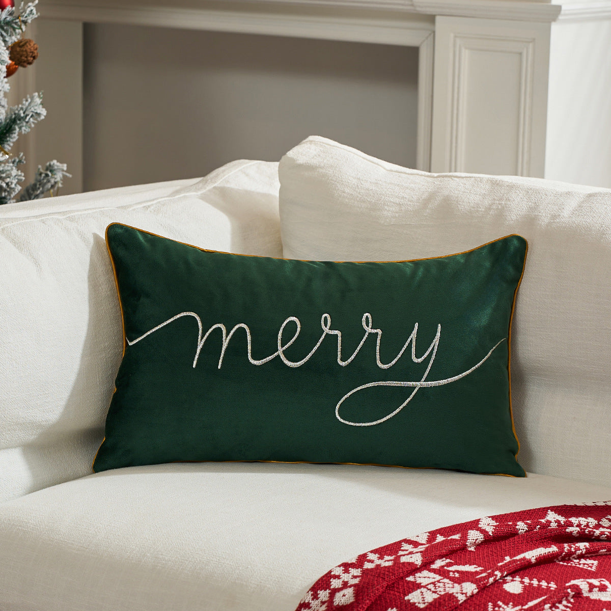 Christmas Pillow Cover Holiday Decorative Back Cushion Cover Living Room